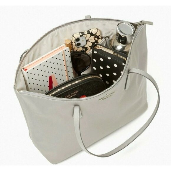 Kate Spade Kitt Large Nylon Tote Bag Nimbus Grey Gray Purse $299 MSRP - Picture 1 of 11
